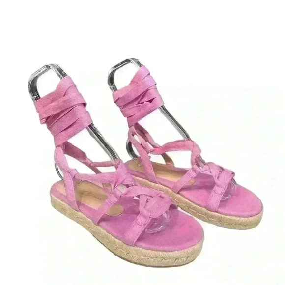 Stuart Weitzman Espadrille Platform Sandals, Pink Size 5.5 or 36 EU - Picture 6 of 10